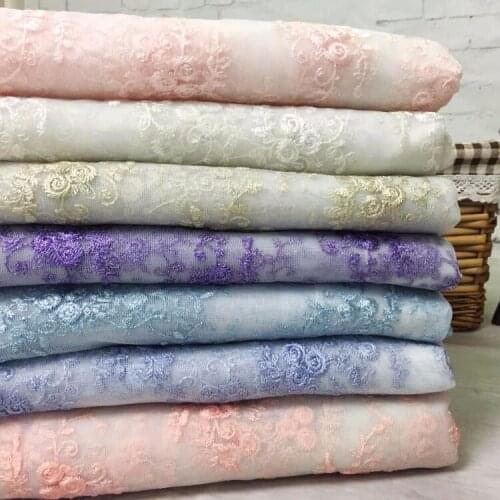 2017 New Fashion 7 colors African Embroidery Lace Fabric High Quality French Tulle Lace Fabric For Womens Childrens Clothing