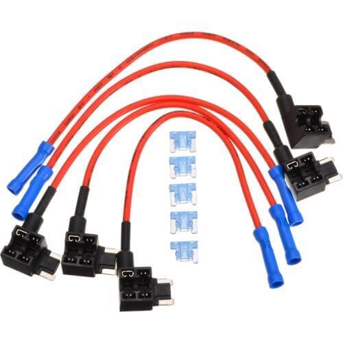 5PCS 15A 17cm Zinc Mini Car Fuse Tap Auto Micro Add-a-circuit Blade Holder Adapter Kit