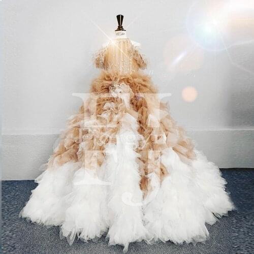 Absolutely Special Occasion Dressesess High Neck Tassel Short Sleeve Sweet 16 Dresses Embroidery Champagne and White Party Gowns