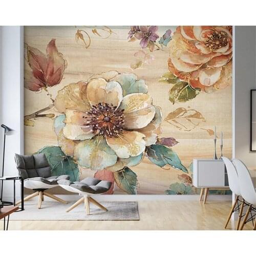 Beibehang Custom Photo Wallpaper For Walls 3 D European Living Room Oil painting plants flowers Background Wall paper Painting