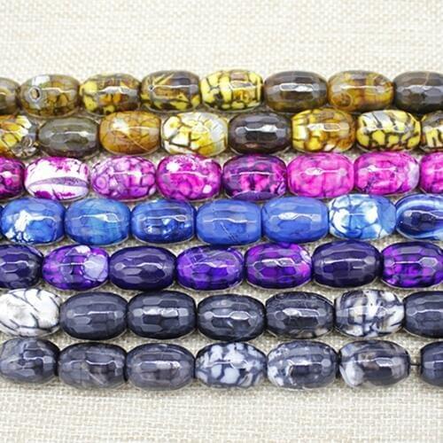 13*18MM Red Purple Blue Faceted Fire Agates Bucket Beads Over Shape Beads For Jewelry Making Bracelet Earrings Necklace Beads