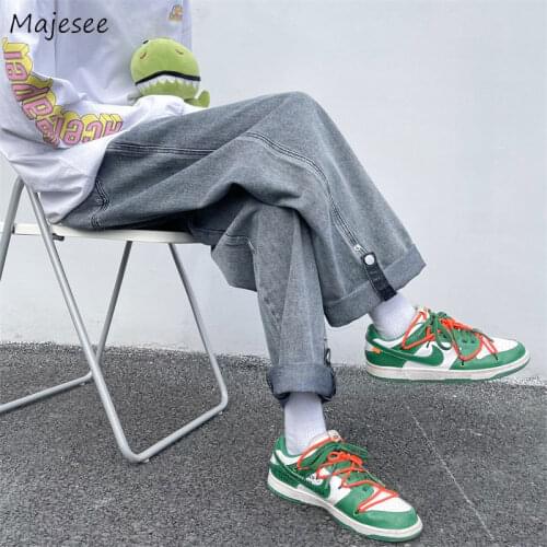 Jeans Men Mopping Denim Trousers All-match Streetwear Retro Wide-leg Baggy Jean Design Button Hip Hop Fashion Ulzzang Hombre Ins