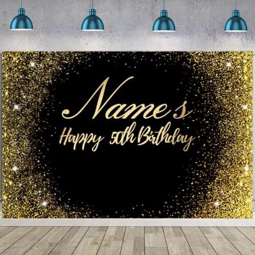 Custom Name Backdrop Personalized Gold Glitter Birthday Party DIY Photo Background Photocall Prop Decoration Banner