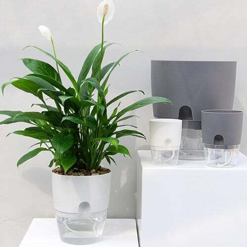 Hydroponic Flowerpot 2-Layer Handmade Watering with Water Container Round Flower Pot for Garden and Home Decoratio