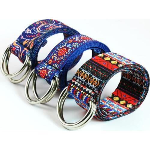 HUOBAO New Boho Women Belts Double-sided Printed Fashion Waistband Long Pants Tribe Aztec Jean Canvas Belt For Students Mens