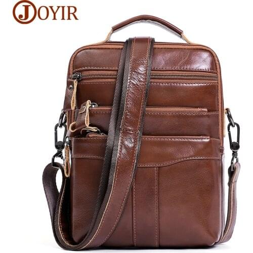 JOYIR Vintage Mens Genuine Leather Crossbody Bags for Men Ipad Shoulder Bag Casual Business Small Messenger Bag High Quality