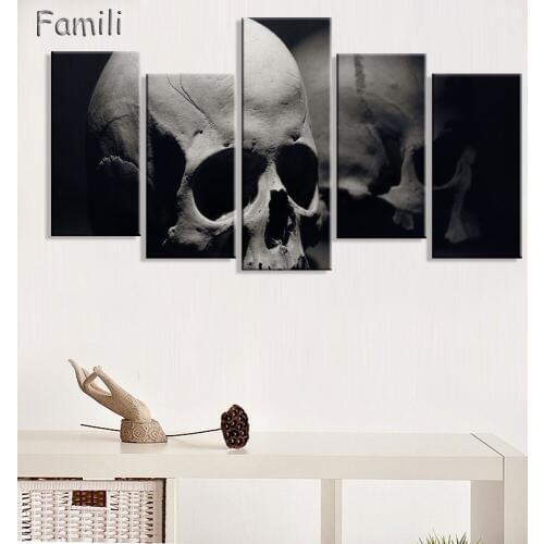Terror Skull Canvas Painting Hot Cuadros Decoration HD Wall Pictures For Living Room 5Pcs Unframed Modular Pictures poster