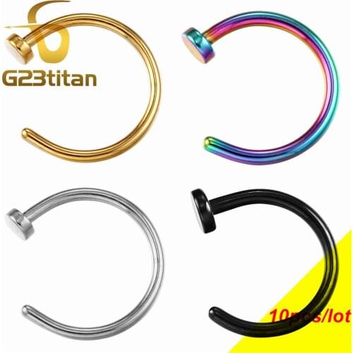 G23Titan Fake Nose Ring Pierce Trick Lip Hoop Piercing Jewellry Mens and Womens Body Jewelry 3 Colors Wholesale 10 pcs\lot