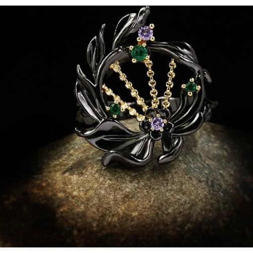 Creative Unique Flower Hollow Ring Golden Curve Cross Womens Jewelry Luxury Exclusive Original Womens Leaf Jewelry 925 Silver