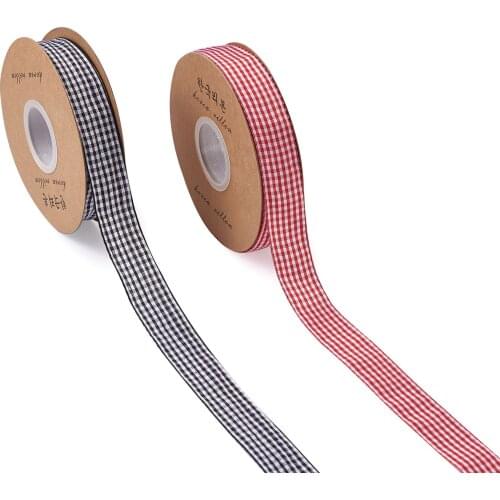 2 Roll Polyester Tartan Ribbon with Bowknot Mixed Color For Gift Wrapping Floral Bows Crafts Decoration about 25yards/roll