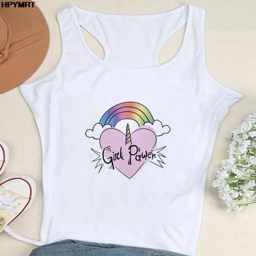 Girl Power Printing Summer Women Sexy Tank Tops Lady Casual Harajuku Rainbow Graphics Sleeveless Tshirt Vest Top Female Clothing