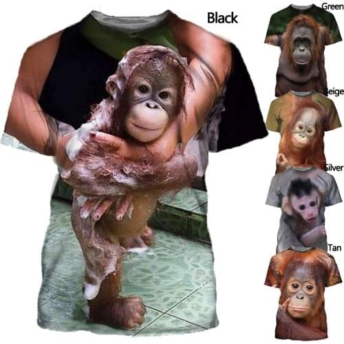 3D printed T shirt Animals orangutan/monkey T shirt Mens casual short sleeve O-neck summer shirt