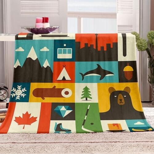 Baby Adult Soft Children Cartoon Landscape Print Flannel Blanket Comfortable Breathable Material Suitable for Sofa Bedroom Bed