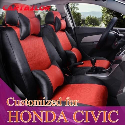 CARTAILOR car seat cover set for Honda civic seat covers interior accessories ice silk auto seat cushion cars styling supports