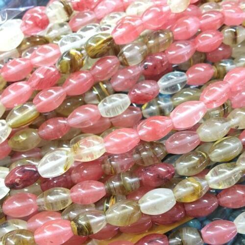 Wholesale Colorful Watermelon Stone Crystal Glass Loose Beads for Jewelry Making Rice 8x12mm DIY Bracelet Necklace 15inch A236