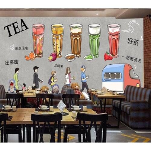Custom wallpaper 3d murals Europe and the United States hand-painted afternoon tea cold drink cake shop TV background wall paper