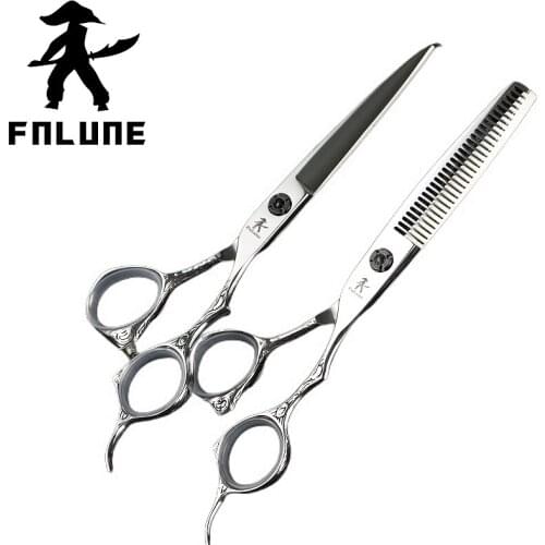 FnLune 6.0 japan steel Professional Hair Salon Scissors Cut Barber Accessories Haircut Thinning Shear Hairdressing Tool Scissors