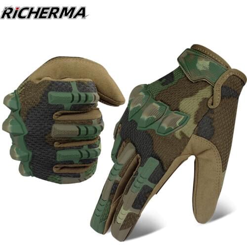 Richerma Tactical Gloves Camo Full Finger Knuckles Protective Touch Screen Winter Motorcycle Gloves Female Bicycle Gloves