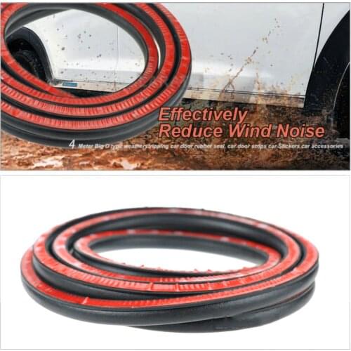 Car Door Seal Strip 4m Sloping D-shaped Rubber Trunk Hood Edge Insulation Trim Good Waterproof Dustproof Sound Insulation Effect