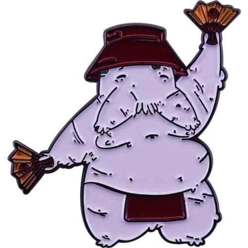 A great white lord pin Oshira-sama waving flags brooch