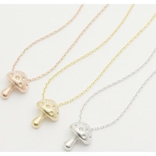 Top trendy personality mushroom pendant necklaces, the three-dimensional mushroom pendant necklaces