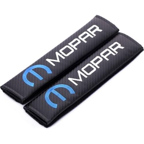Embroidery for MOPAR emblem Car carbon fiber style seat belt cover shoulder pad for Chrysler jeep ford chevrolet accessories