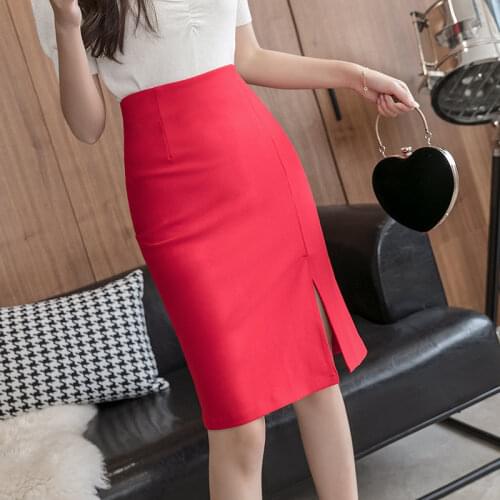 All-match Knee-Length High Waist Formal Pencil Skirts Women Comfortable Elastic Fabric Plus Size Office OL Lady Skirt S-5xl