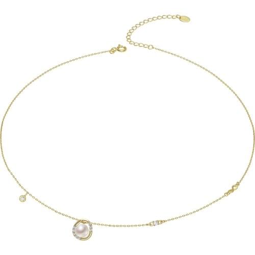 GN Pearl Genuien Pearl Pendant Pearl Necklaces 925 Sterling Silver 6-7mm Natural Freshwater Drop Shape Choker Chain Necklace