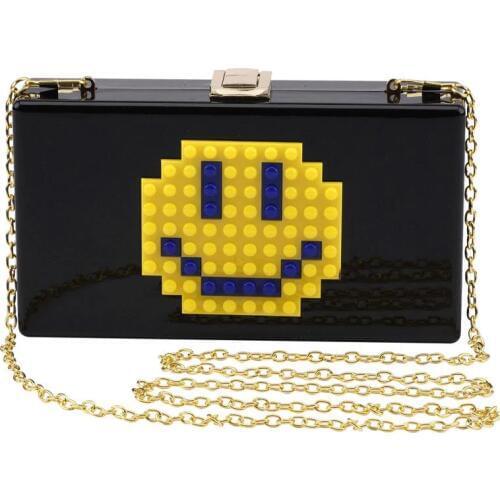 Women Acrylic Bag Solid Purse Cute Shoulder Crossbody Bag Evening Clutches Wedding Party Events Stadium Approved Coin Purse