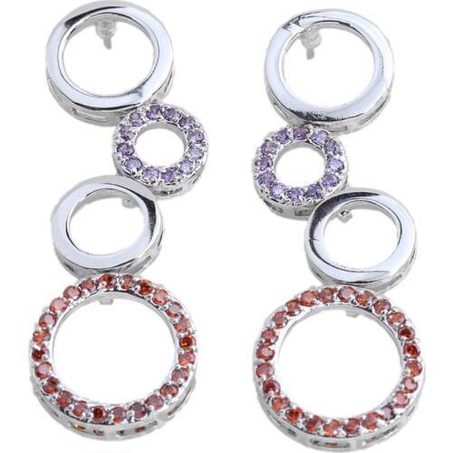 Satisfactory Multi-Color MultiGem 3*3mm Semi-precious Silver Cool For Womens Stud Earrings ED0029