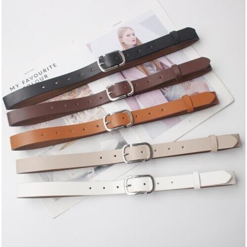 Ladies belt silver buckle black fashion vintage Long Simple PU Leather Tide All-Match decoration jeans belt QZ0094