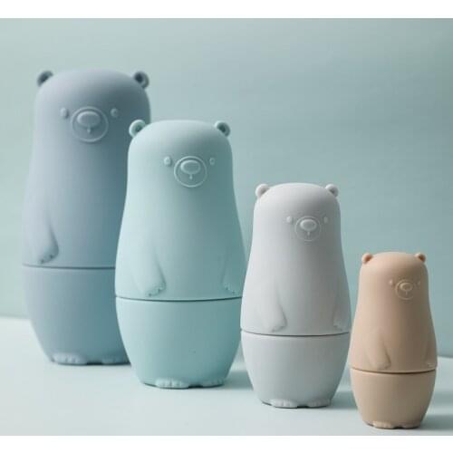1Set Food Grade Silicone Russian Nesting Doll Matryoshka Dolls For Kids Bear Shape Matryoshka Doll Toy Children Brithday Gifts