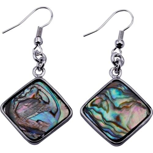 1 Pairs Free shipping 18 * 18 mm square metal serging natural abalone shell earrings eardrop popular adorn article