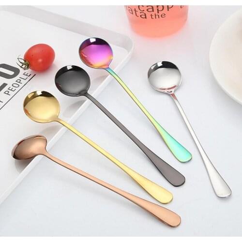 The New 1PC Stainless Steel Coffee Spoon Round Head Spoon Korean Style Spoons Honey Dessert Gift Mixing Spoon Dropshipping