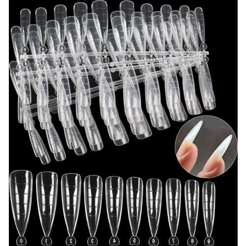 100pcs/Lot Clear Almond False Nails Fake Tips Artificial Full Cover Acrylic Nails Extension Building Nail Forms