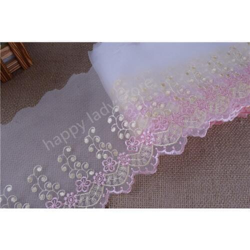 28yards embroider scalloped Lace Fabric Trim DIY sewing cloth/doll Fabric width 16.5cm