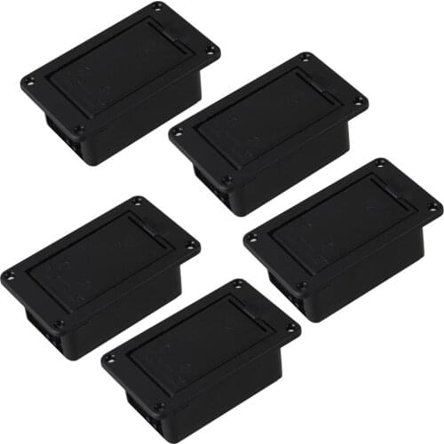 5 pcs Black 9V Battery Case Holder Box Active Pickup Guitar Bass Flat Mounting