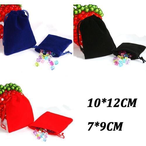 7x9/10x12cm 5pcs/lot Velvet Drawstring Bags Jewelry Packaging Pouches For Candy Earrings Beads Christmas Wedding Party Gift Bag