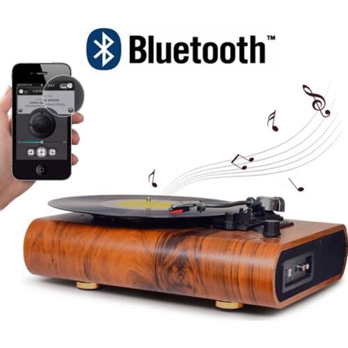 Looptone 3 speed Classic Belt-Driven Turntable Bluetooth Vinyl LP Record Player 2 Built-in Speakers AM/FM Radio USB/SD Recorder