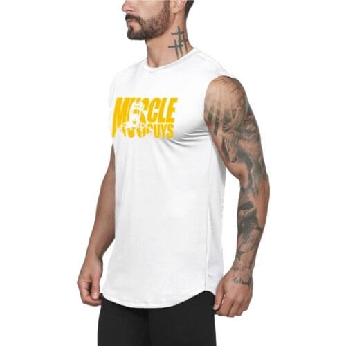 New Casual Workout Cotton Mens Tank Top Training Running Gym Clothing Bodybuilding Fitness Singlets Fashion Sleeveless Vest