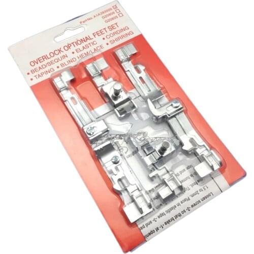 1Set 6pcs Presser Foot Optional Overlock Feet Foot Kit for Juki Lock MO-50E MO-51E Singer QuantumLock 14T948,14T957,14T968 7YJ33