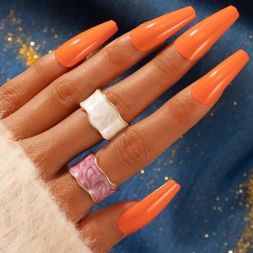 Meetvii Fashion Metal Irregular Round Open Width Joints Rings Colorful Ice Cream Enamel Epoxy Ring Set for Women Party Jewelry