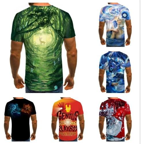 2021 summer new 3D printing breathable casual T-shirt mens new short sleeve T-shirt fun casual fashion colorful T-shirt