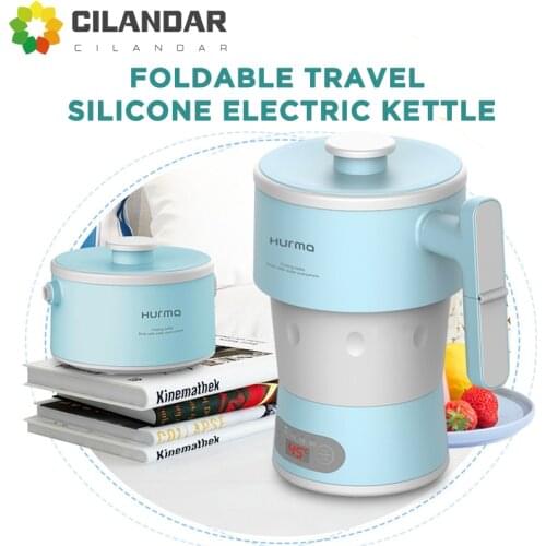 Electric Kettle Foldable Silicone Portable Water Kettle 800ml Mini Small Electric Kettles Travel Water Boiler Camping Kettle