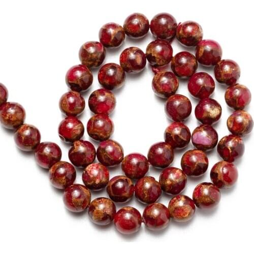 Wholesale Natural Stone Red Cloisonne Beads Round Loose Beads Needlework for Jewelry Making 4 6 8 10 12mm DIY Bracelet