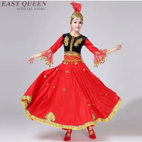 Wholesale Chinese Folk Dance Red Dance costume Sequined Chinese National Dancing Dress Performance Wear XXL FF049 YQ