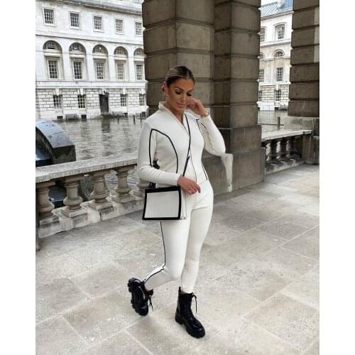 Fall Clothes Two Piece Set Women Outfits Long Sleeve Splicing Zipper Up Black Side Tracksuits Casual Sporty Jogging Suits Women