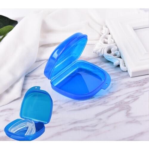Plastic Denture Tray Box Orthodontic Dental Retainer Storage Boxes Case Teeth Container Denture Bins 8.5 * 8 * 3cm Blue