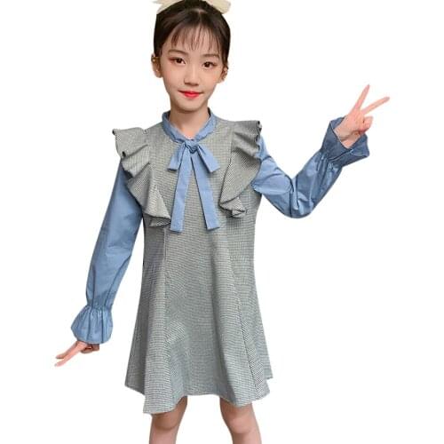 Girl Dresses Plaid Pattern Girls Blouse Dresses Spring Autumn Kids Dresses Casual Style Kids Costume