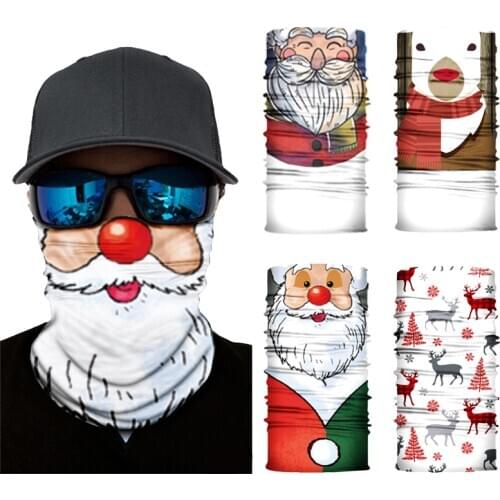 Windproof Outdoor Cycling Motorcycle Bandana Buffs Christmas 3D Seamless Face Mask Scarf Sun UV Neck Warmer Shield Men Women